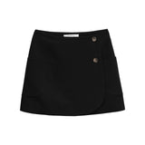 THE OVER LAP BUTTONED SKIRT BLACK