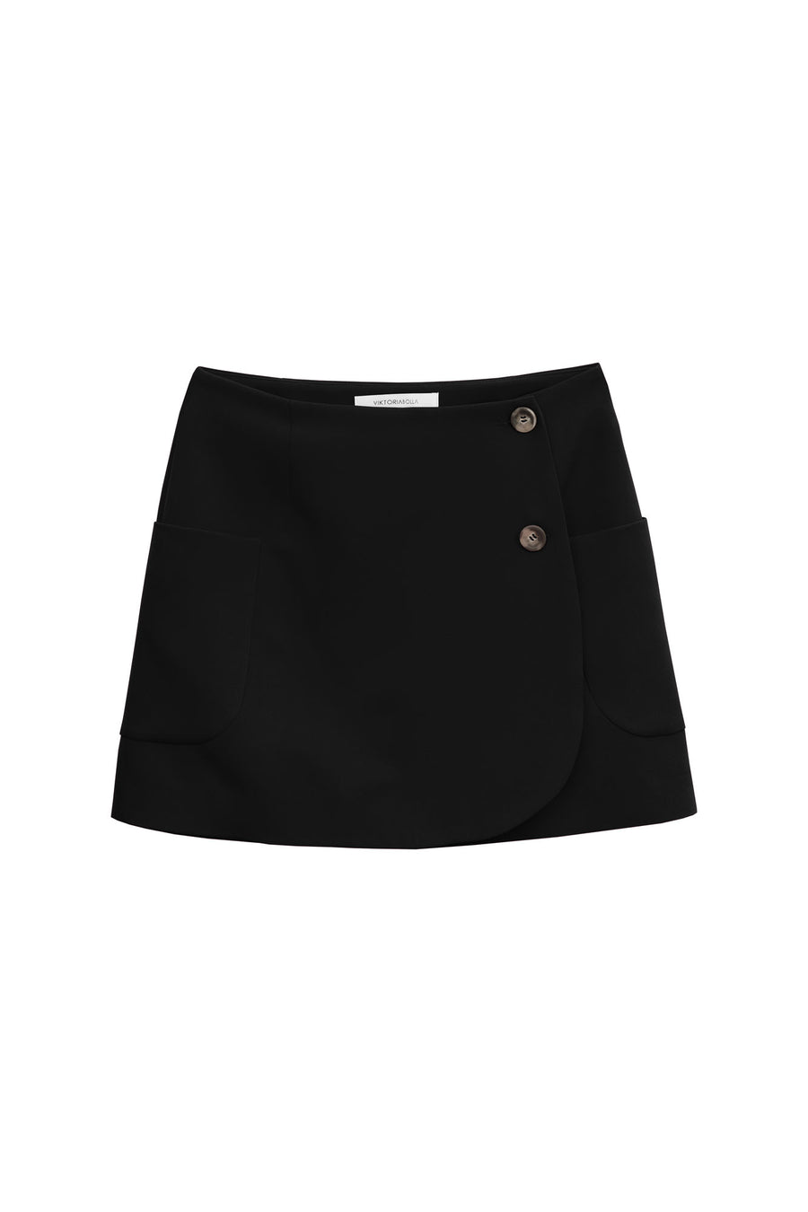 THE OVER LAP BUTTONED SKIRT BLACK