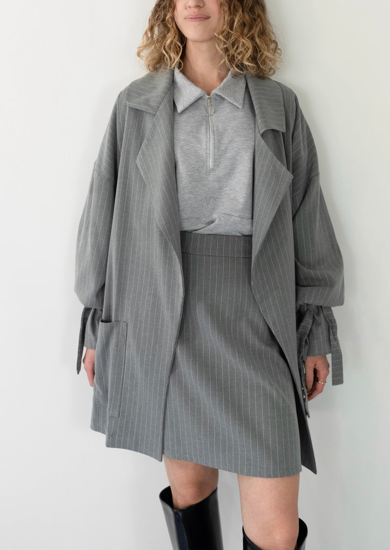 THE MARIA OVERSIZED BLAZER GREY STRIPES
