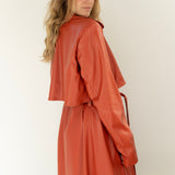 THE VEGAN LEATHER TRENCH COAT RUST