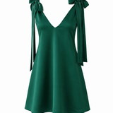 BOW MINI DRESS EMERALD / PRE-ORDER