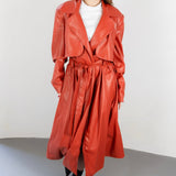 THE VEGAN LEATHER TRENCH COAT RUST
