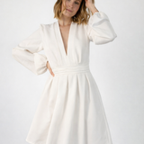 #23 THE DEEP V DRESS OFF-WHITE