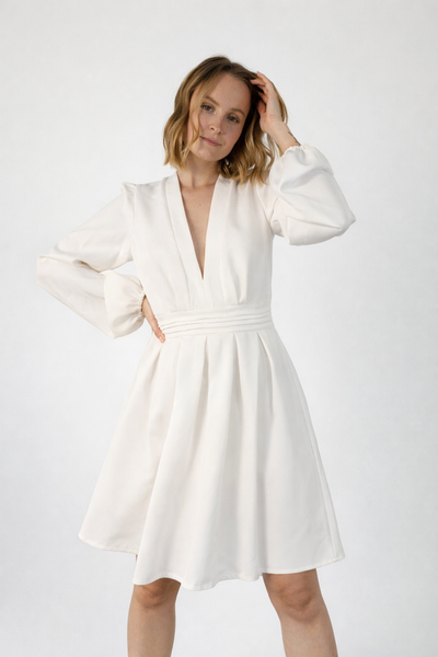#23 THE DEEP V DRESS OFF-WHITE