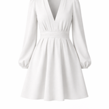 #23 THE DEEP V DRESS OFF-WHITE