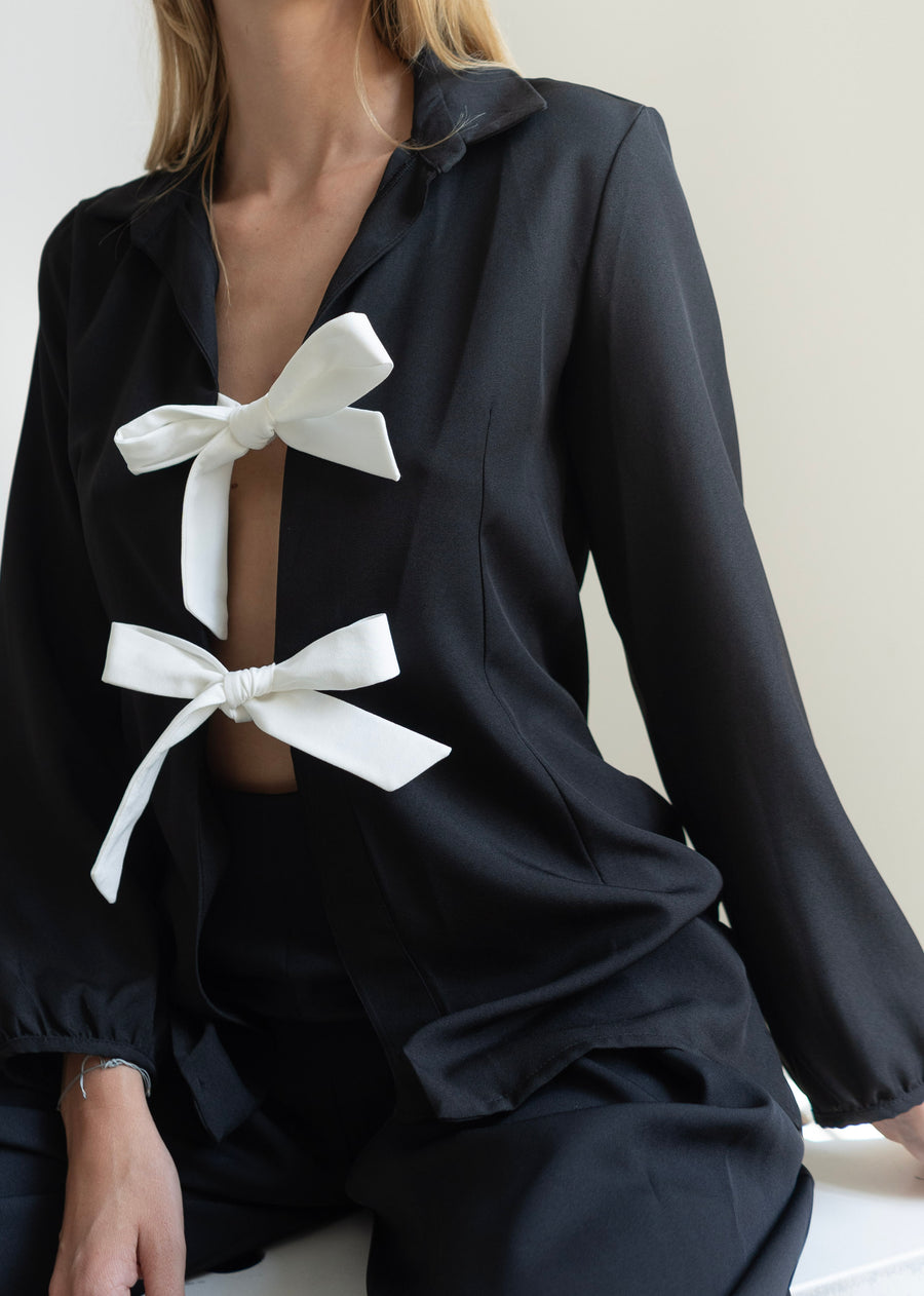 THE DOUBLE BOW SHIRT BLACK&WHITE