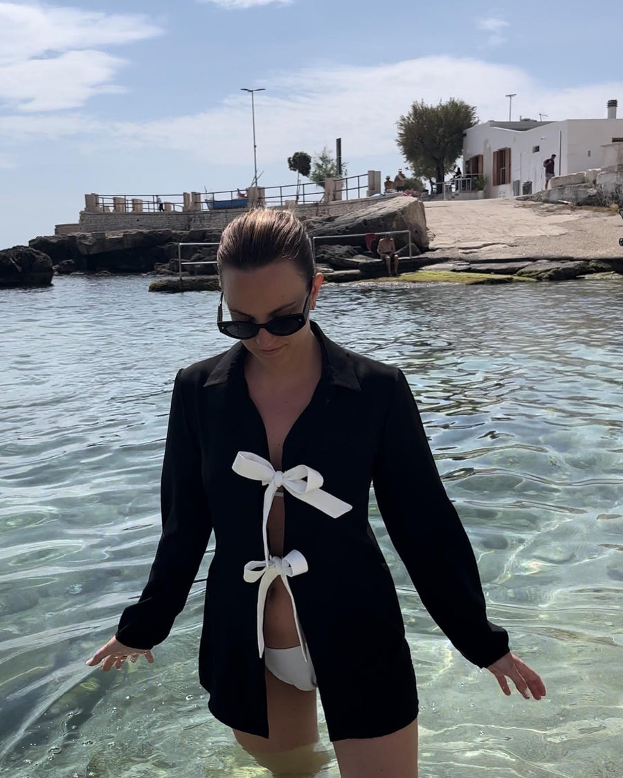 THE DOUBLE BOW SHIRT BLACK&WHITE
