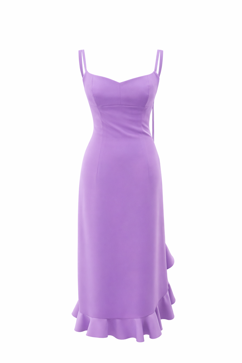 JÁZMIN DRESS WITH RUFFLES LAVENDER / PRE-ORDER