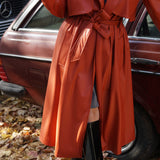 THE VEGAN LEATHER TRENCH COAT RUST