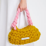 THE CHUNKY KNIT HANDBAG OLIVE&LAVENDER