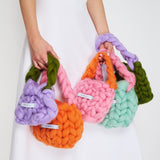 THE CHUNKY KNIT HANDBAG OLIVE&LAVENDER