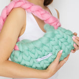 THE CHUNKY KNIT HANDBAG MINT & ROSE