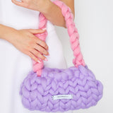 THE CHUNKY KNIT HANDBAG OLIVE&LAVENDER