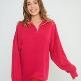 ZIPPER PULLOVER / MAGENTA