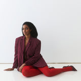 Jade Tailored Blazer / Burgundy Pinstripe