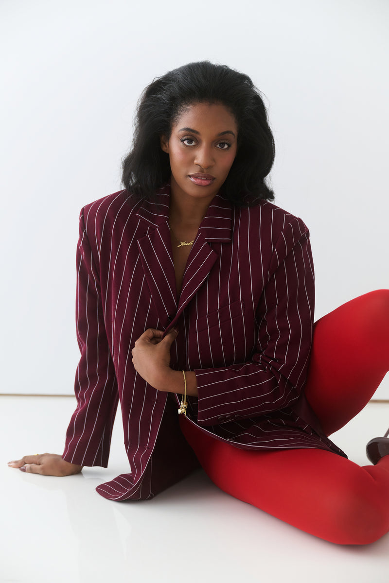 Jade Tailored Blazer / Burgundy Pinstripe