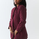 Jade Tailored Blazer / Burgundy Pinstripe