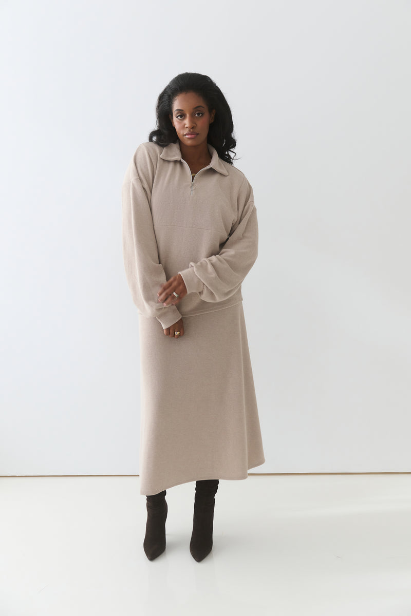 ZIPPER PULLOVER / BEIGE