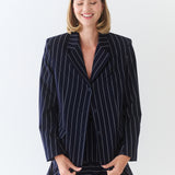 Jade Tailored Blazer / Navy Blue Pinstripe