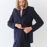 Jade Tailored Blazer / Navy Blue Pinstripe