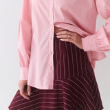 Flared Skirt / Burgundy Pinstripe