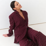 Jade Tailored Blazer / Burgundy Pinstripe
