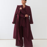 Ágnes Trench Coat / Burgundy Pinstripe