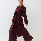 Ágnes Trench Coat / Burgundy Pinstripe