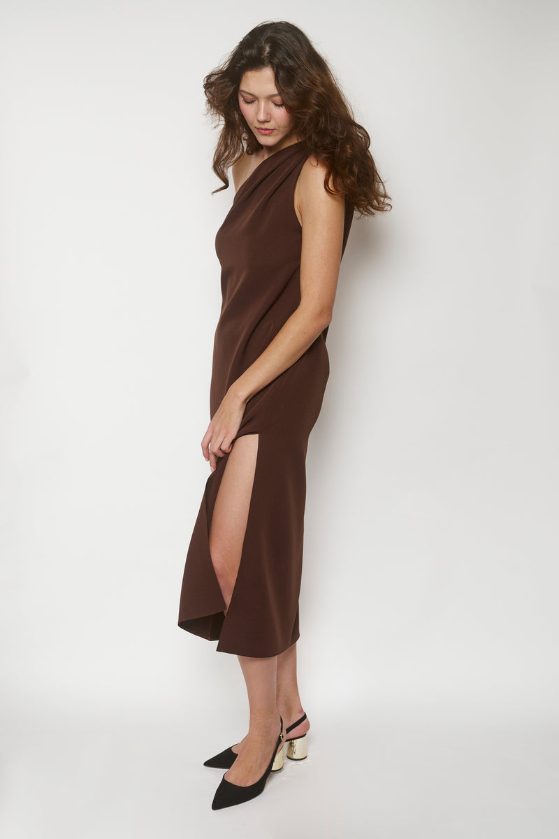 VIKTORIA DRESS COFFEE BROWN