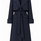Rella Trench Coat / Navy Blue Pinstripe