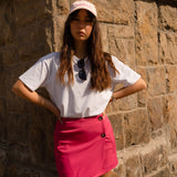 THE OVER LAP BUTTONED SKIRT PINK