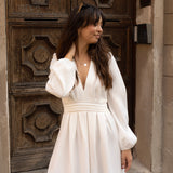 #23 THE DEEP V DRESS OFF-WHITE