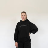 #9 THE CROPPED HOODIE BLACK & WHITE LOGO