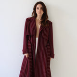 Ágnes Trench Coat / Burgundy Pinstripe