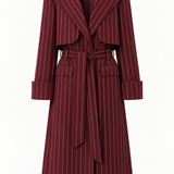 Ágnes Trench Coat / Burgundy Pinstripe
