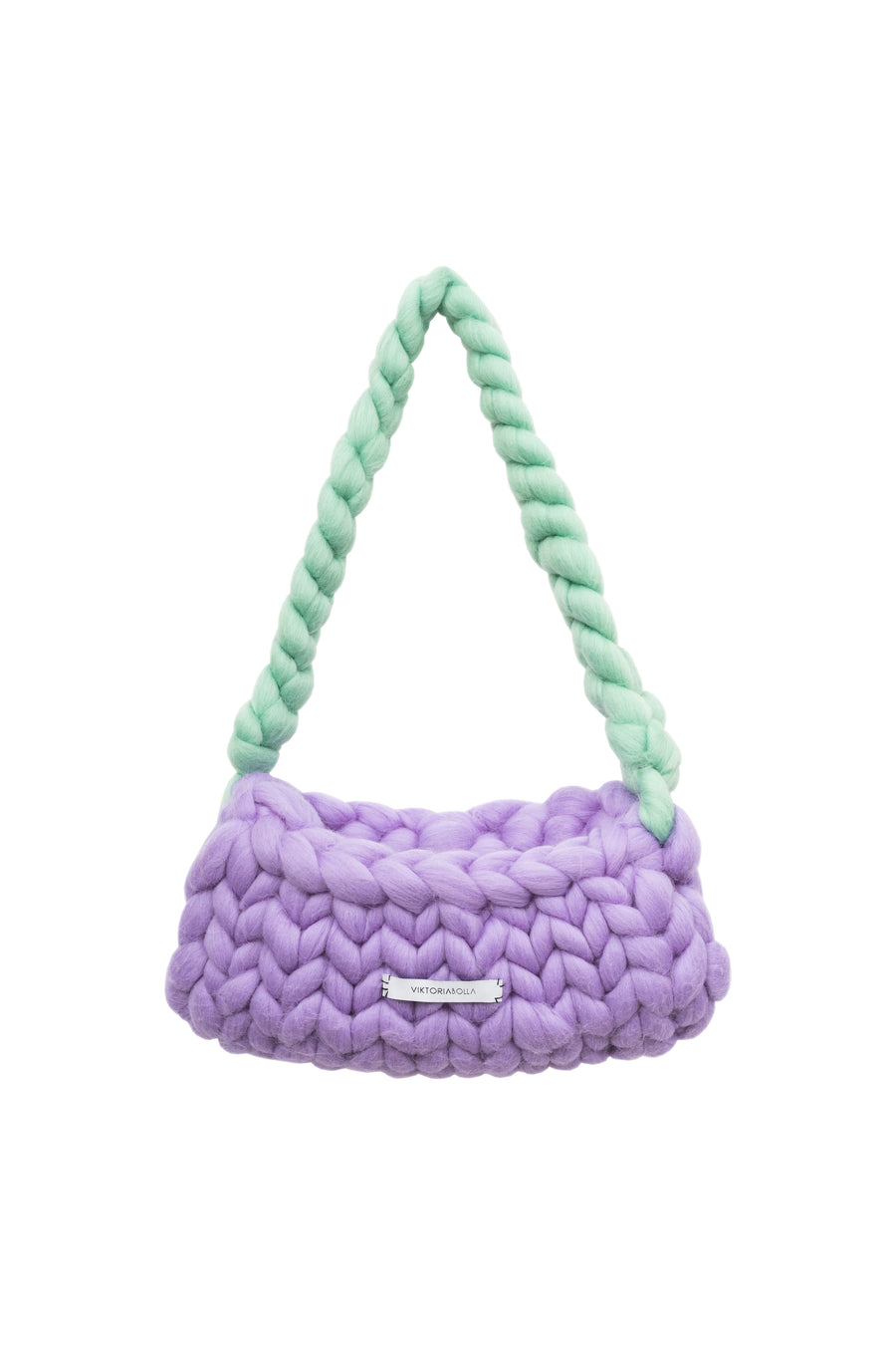 THE CHUNKY KNIT HANDBAG LAVENDER&MINT