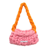 THE CHUNKY KNIT HANDBAG PINK&ORANGE