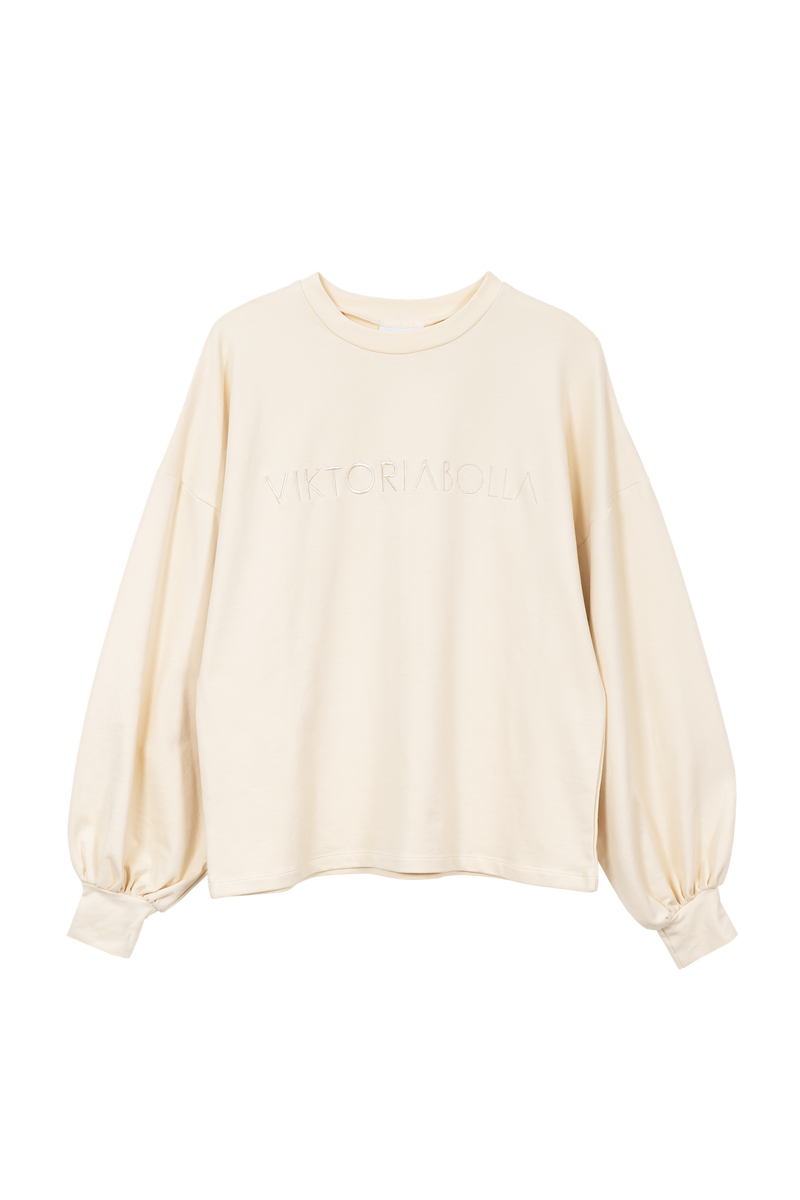 #5 THE PUFF SLEEVE LOGO SWEATER VANILLA