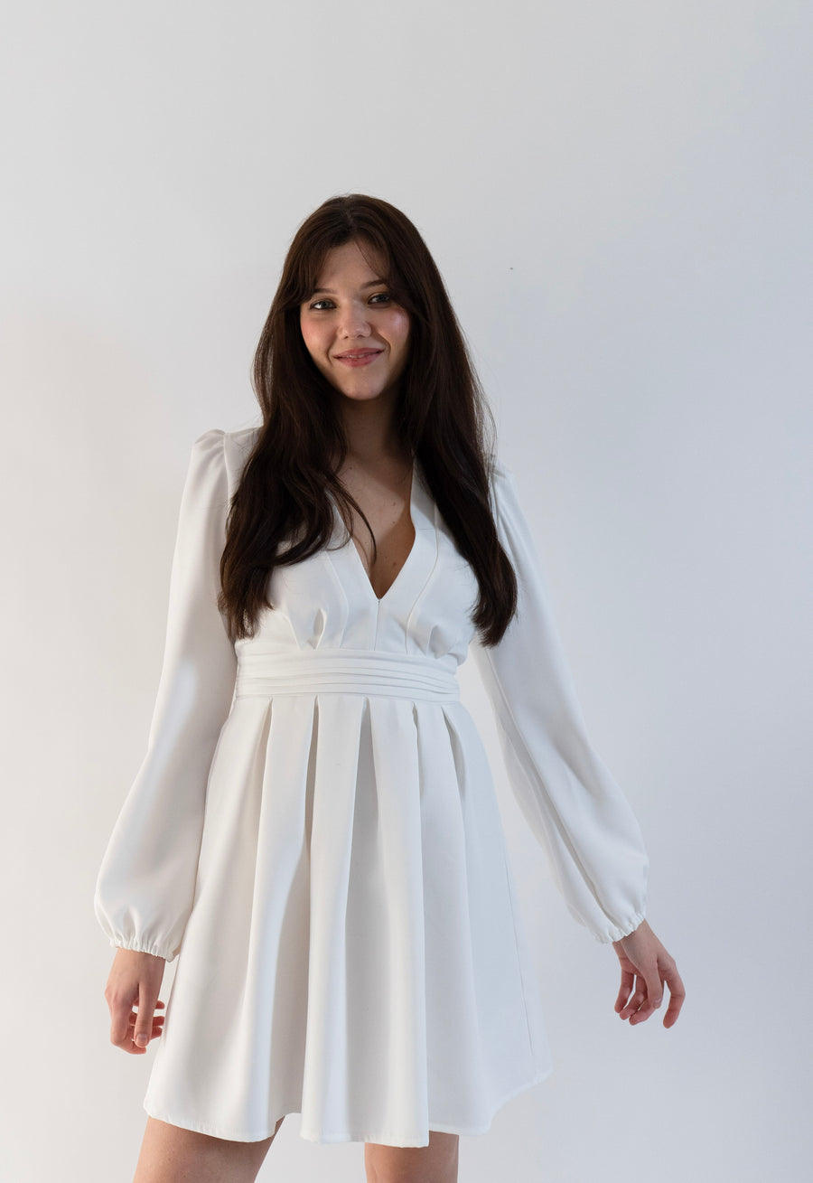 #23 THE DEEP V DRESS OFF-WHITE