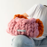 THE CHUNKY KNIT HANDBAG PINK&ORANGE